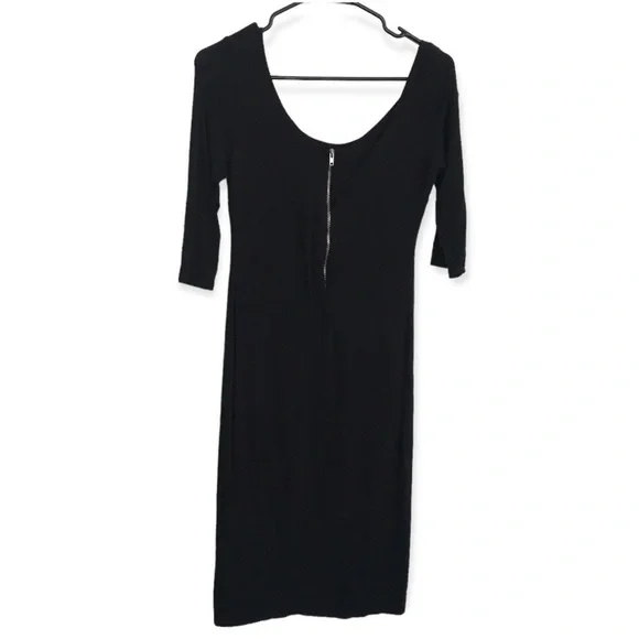 3/$15 popular basics black 3/4 sleeve midi dress - Picture 2 of 8